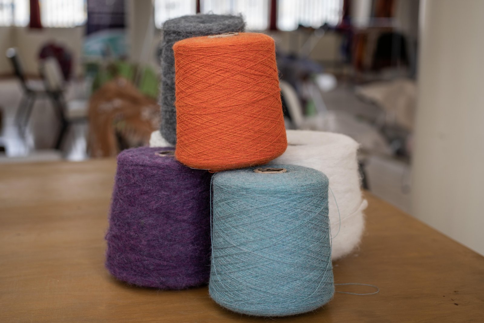 Rolls of thick artisan alpaca yarn